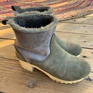 No 6 shearling mid heel boots all suede in clay size 40